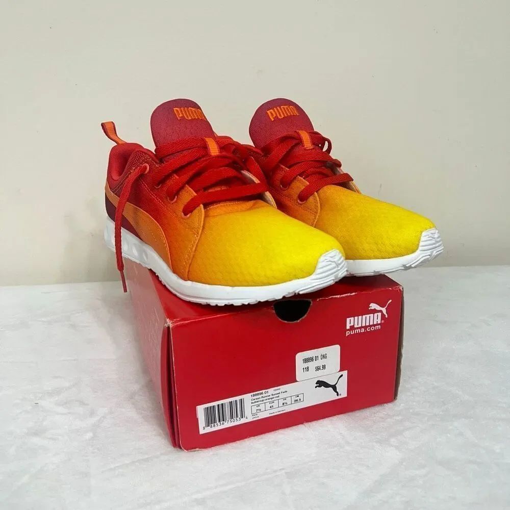Puma Carson Runner Sunset Fade Sneakers Orange Red 8.5 Men NEW